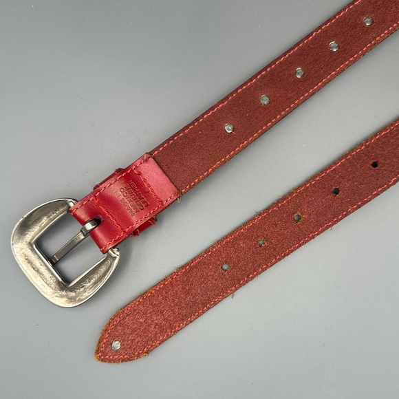VTG Red Leather Belt with Silver Tone Heart Accents Made in Mexico 29.5”-33.5” - Picture 7 of 15